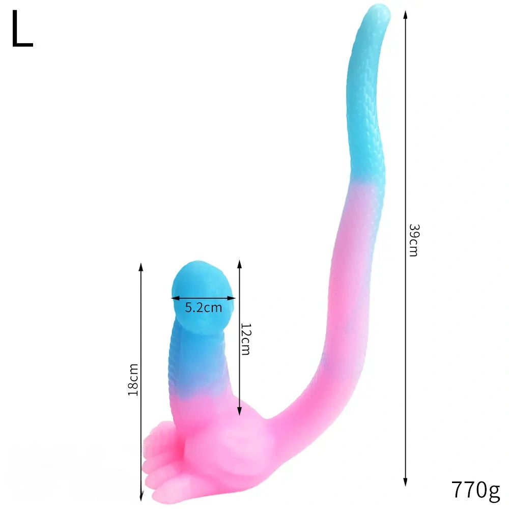 12.8in 15.35in Dinosaur Silicone Soft Big Glowing Dildo For Women Anal Sex