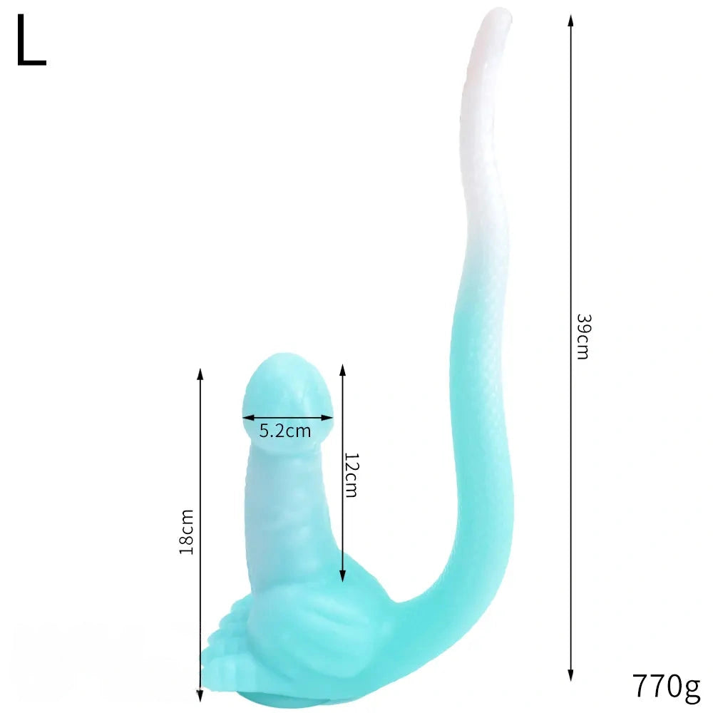 12.8in 15.35in Dinosaur Silicone Soft Big Glowing Dildo For Women Anal Sex