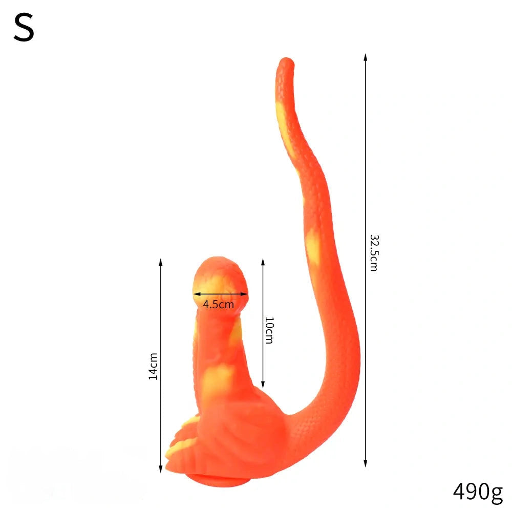 12.8in 15.35in Dinosaur Silicone Soft Big Glowing Dildo For Women Anal Sex