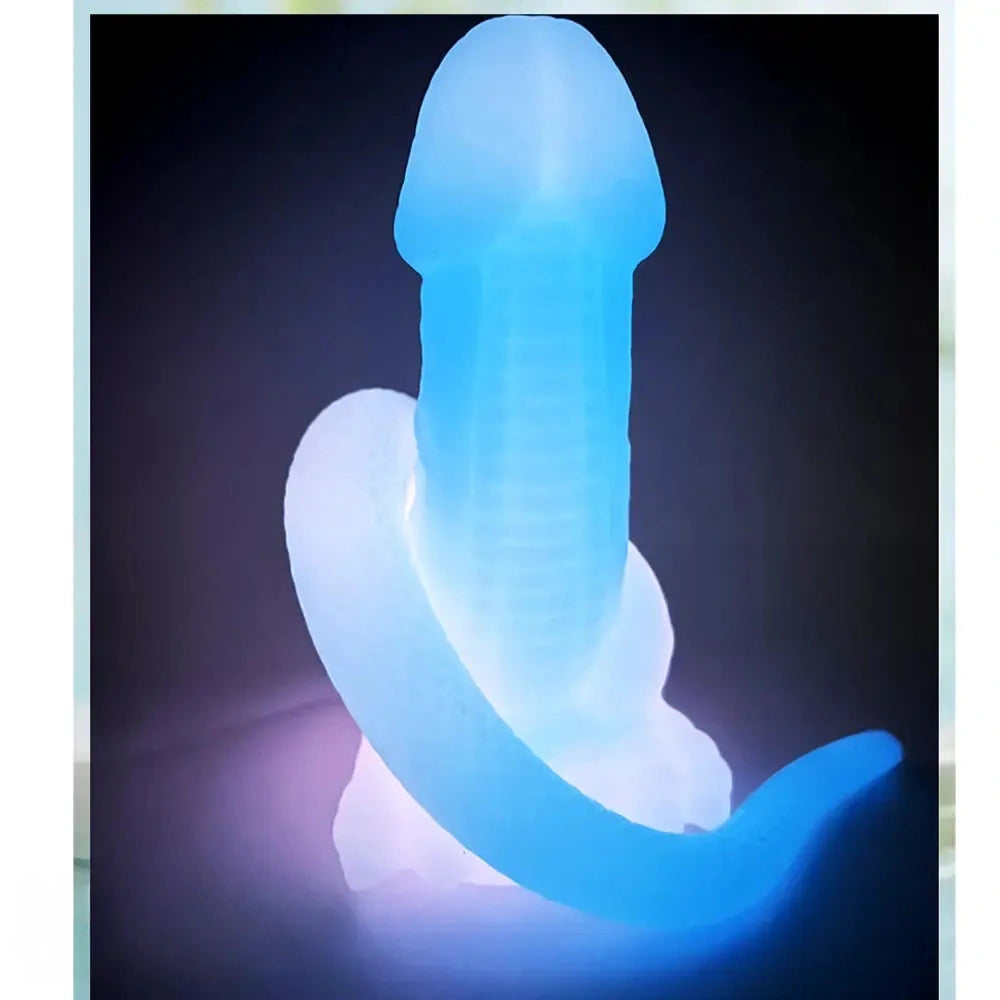 12.8in 15.35in Dinosaur Silicone Soft Big Glowing Dildo For Women Anal Sex