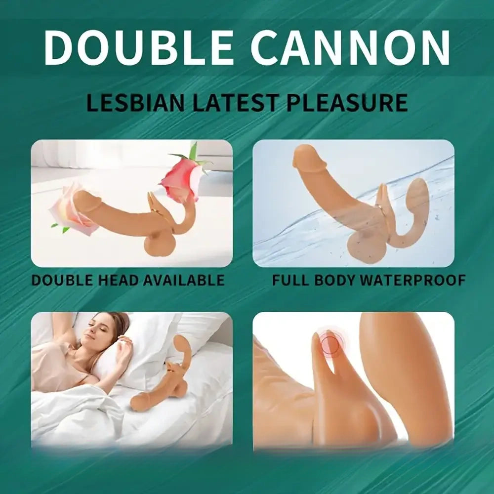 12.99in Dual Heads Silicone Soft Vibrating Thrusting Rotation Dildo