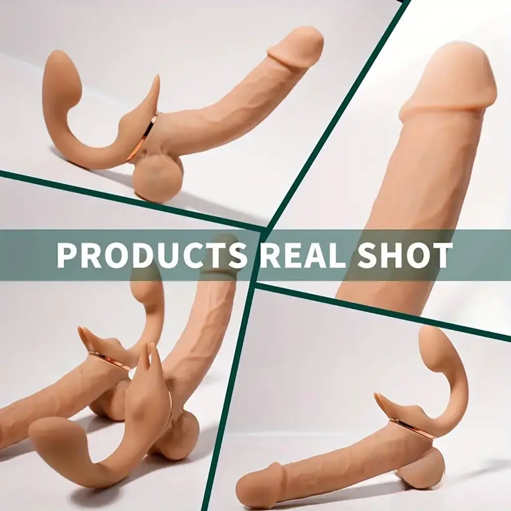 12.99in Dual Heads Silicone Soft Vibrating Thrusting Rotation Dildo