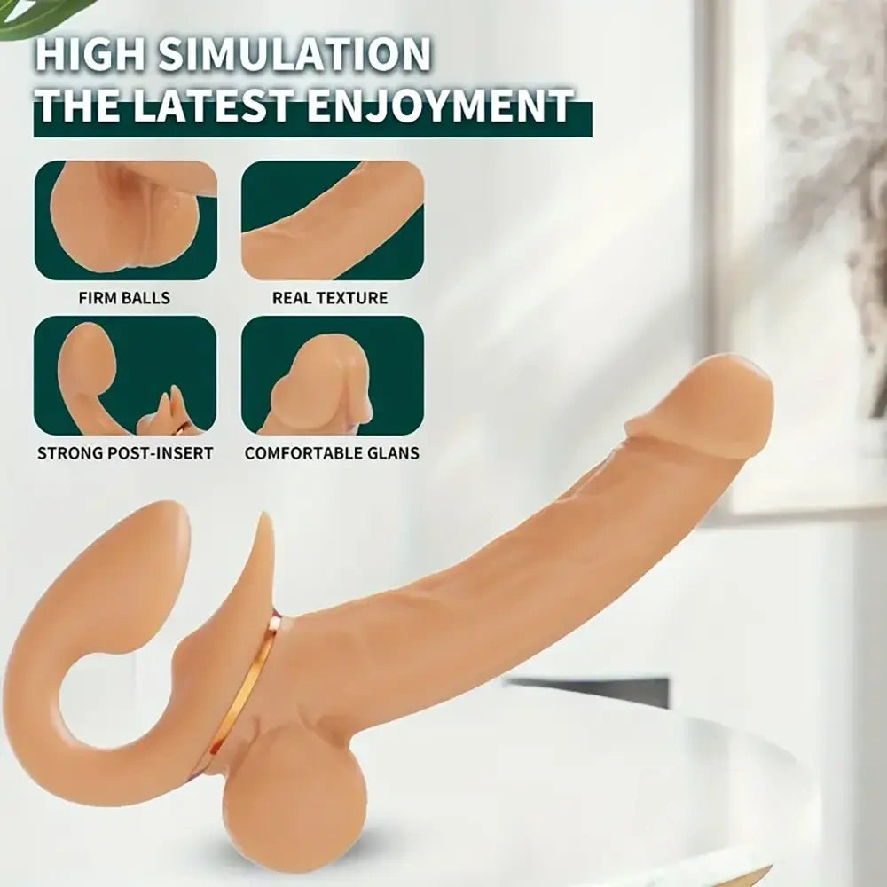 12.99in Dual Heads Silicone Soft Vibrating Thrusting Rotation Dildo