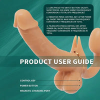 12.99in Dual Heads Silicone Soft Vibrating Thrusting Rotation Dildo