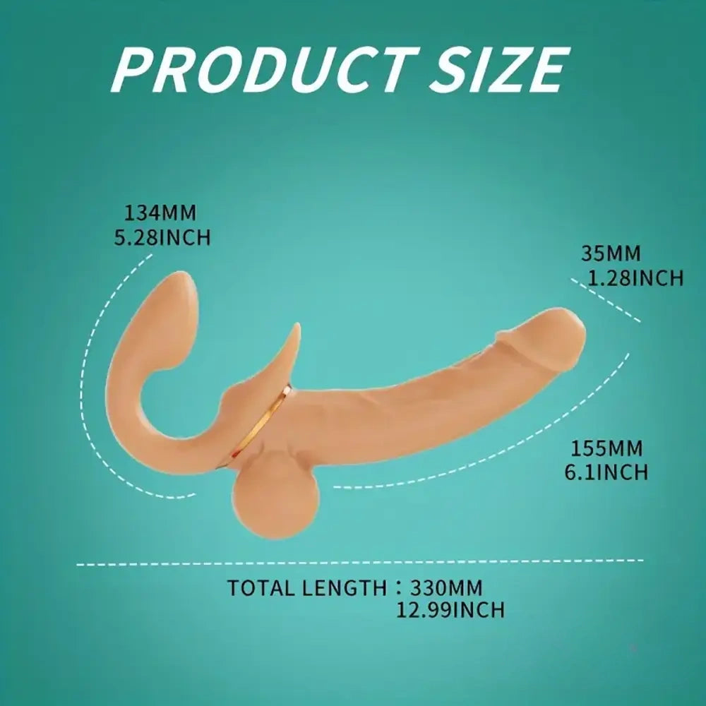 12.99in Dual Heads Silicone Soft Vibrating Thrusting Rotation Dildo