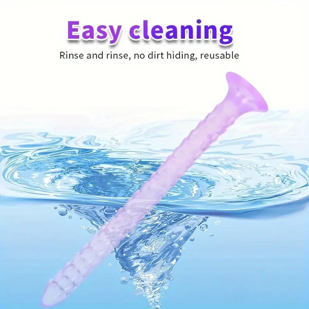 12.9in Big Spiked Long Skinny Dildo For Anus Stimulation With Sucker