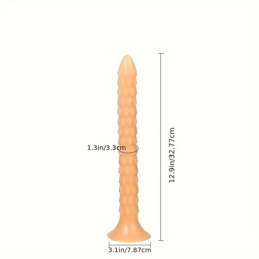 12.9in Big Spiked Long Skinny Dildo For Anus Stimulation With Sucker