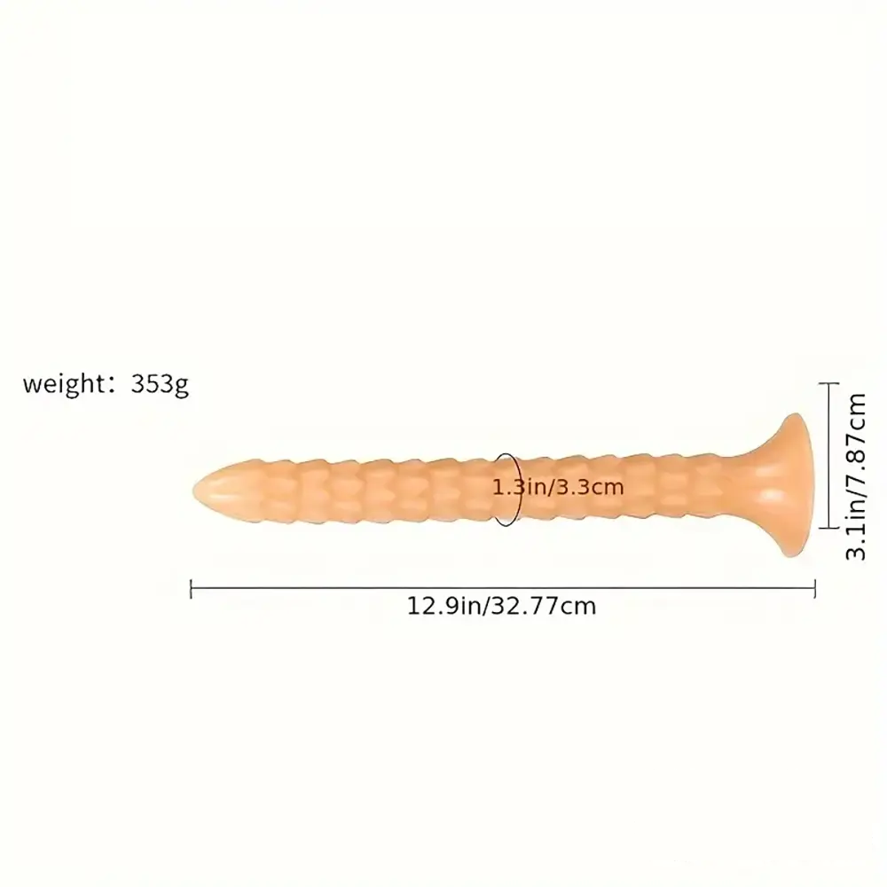 12.9in Big Spiked Long Skinny Dildo For Anus Stimulation With Sucker