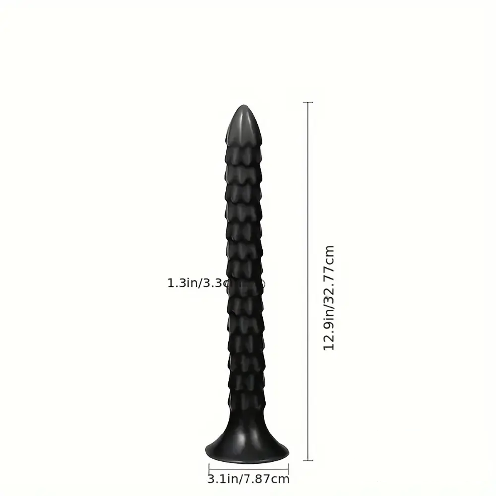 12.9in Big Spiked Long Skinny Dildo For Anus Stimulation With Sucker