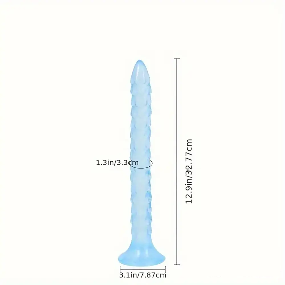 12.9in Big Spiked Long Skinny Dildo For Anus Stimulation With Sucker