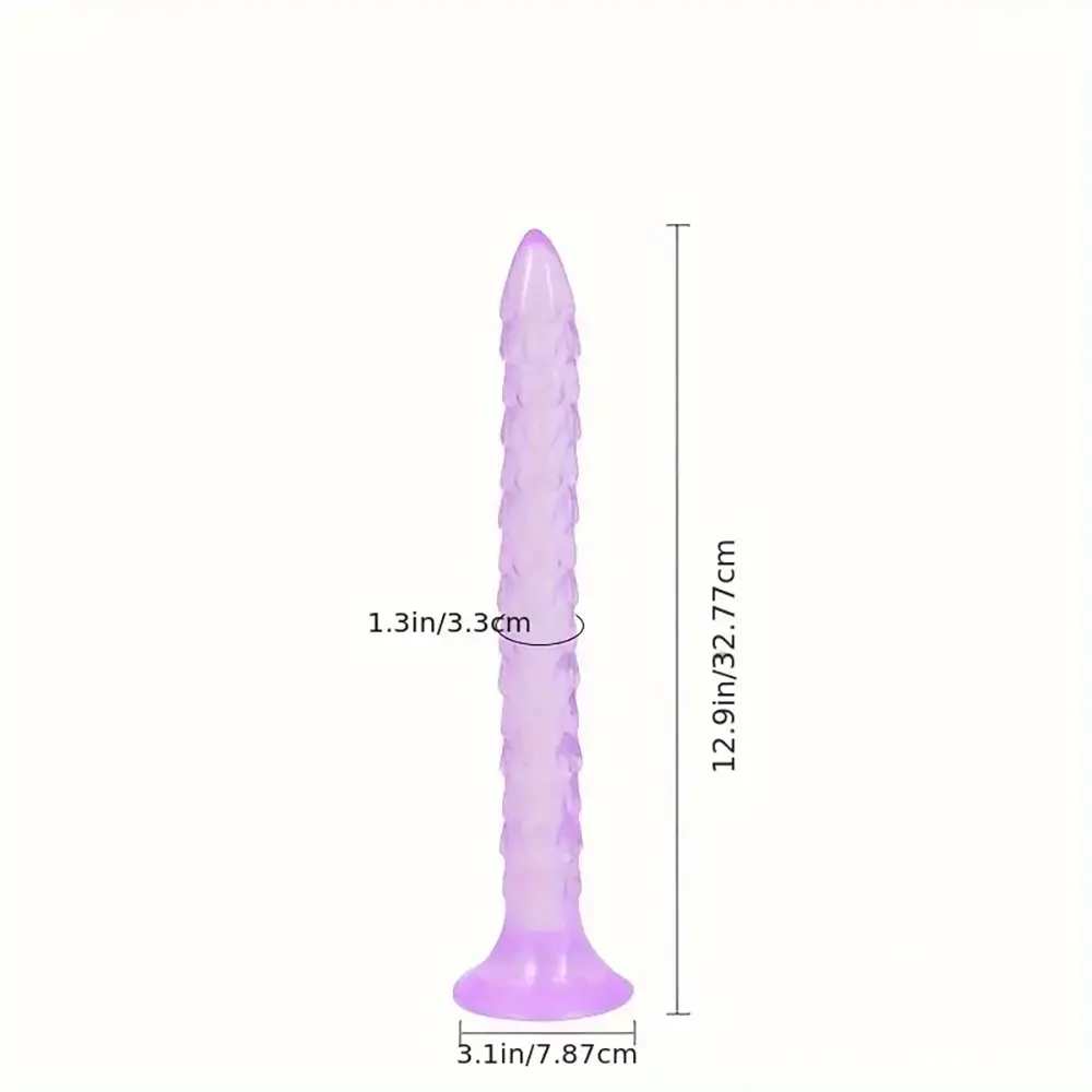 12.9in Big Spiked Long Skinny Dildo For Anus Stimulation With Sucker