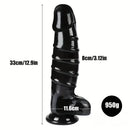 12.9in Realistic Spiral Big Women Dildo For Hands-Free G Spot Play