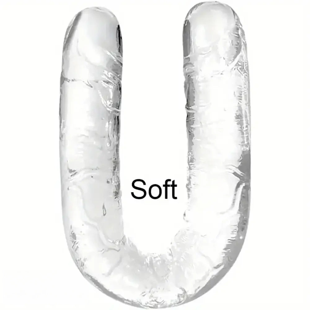 12in 13.58in 14.57in 17.13in Double-Ended Long Realistic Flexible Clear Dildo
