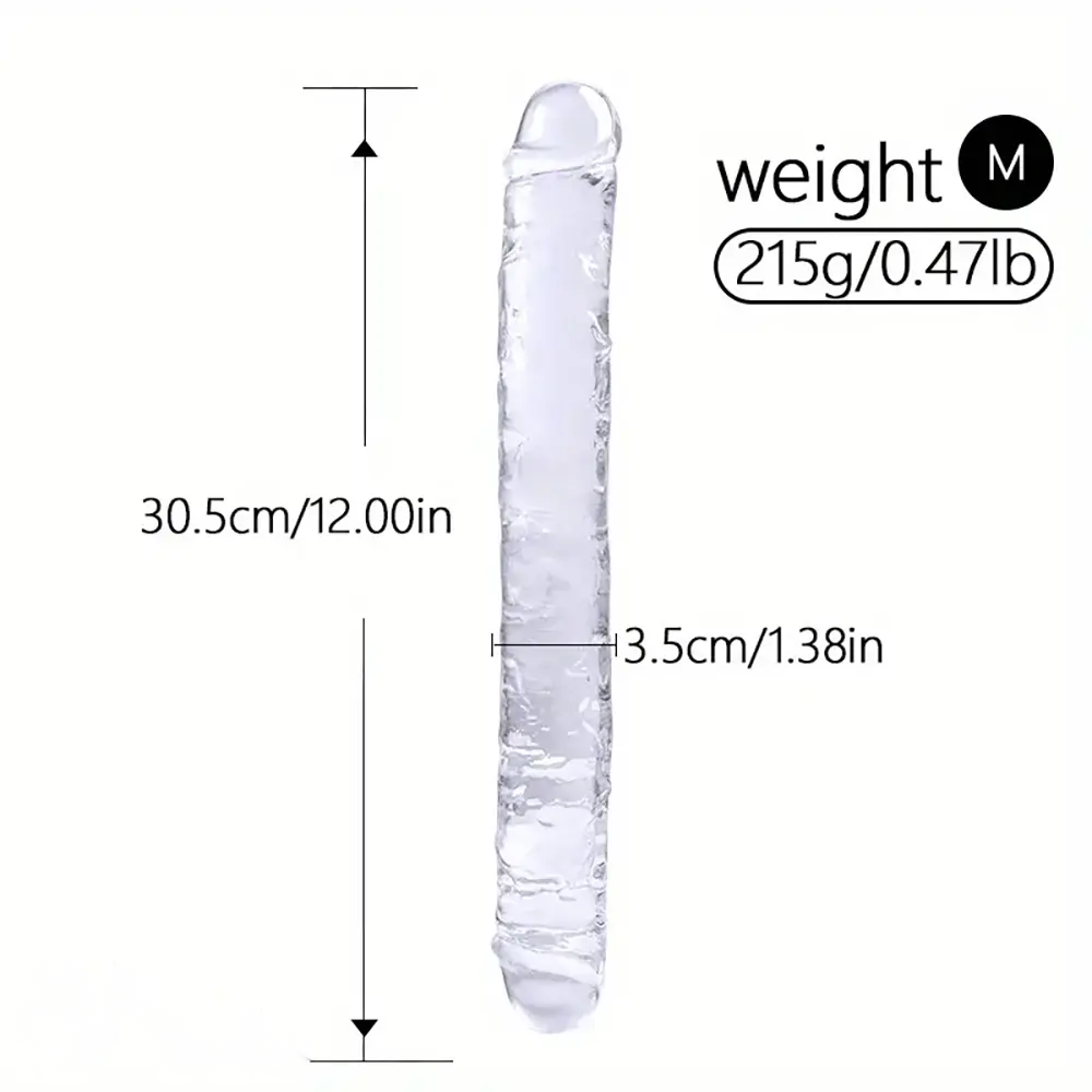 12in 13.58in 14.57in 17.13in Double-Ended Long Realistic Flexible Clear Dildo