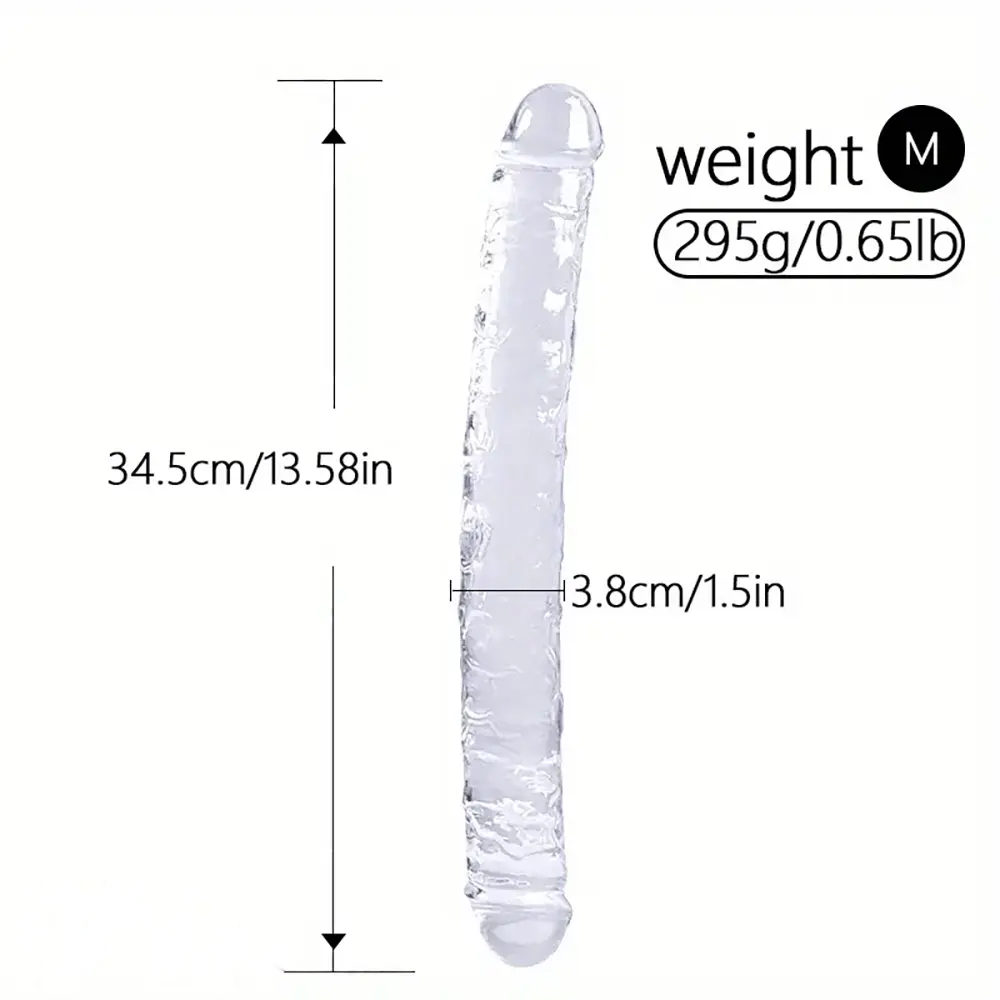 12in 13.58in 14.57in 17.13in Double-Ended Long Realistic Flexible Clear Dildo