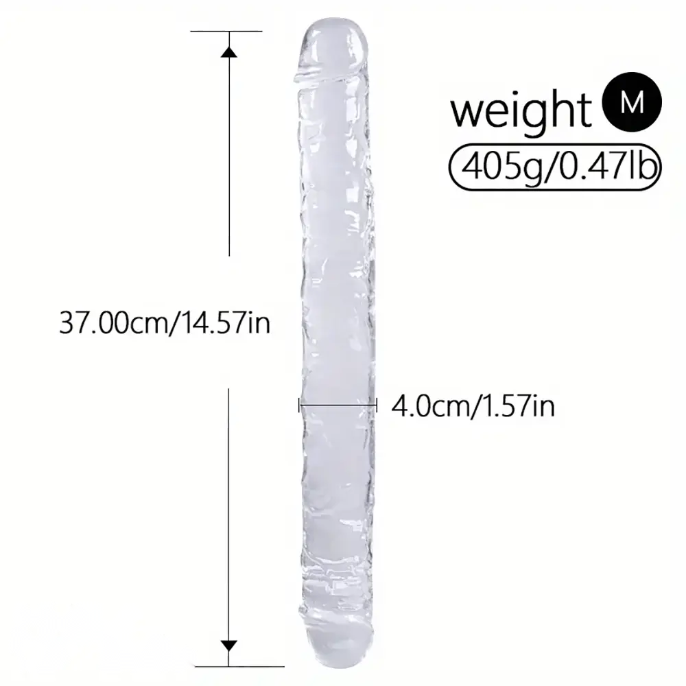 12in 13.58in 14.57in 17.13in Double-Ended Long Realistic Flexible Clear Dildo