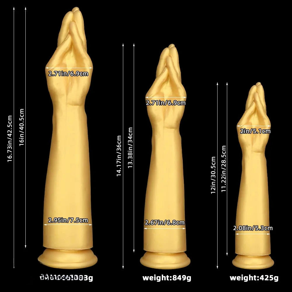 12in 14.17in 16.73in Gold Silicone Fisting Arm Ashes Grade Anal Plug Dildo