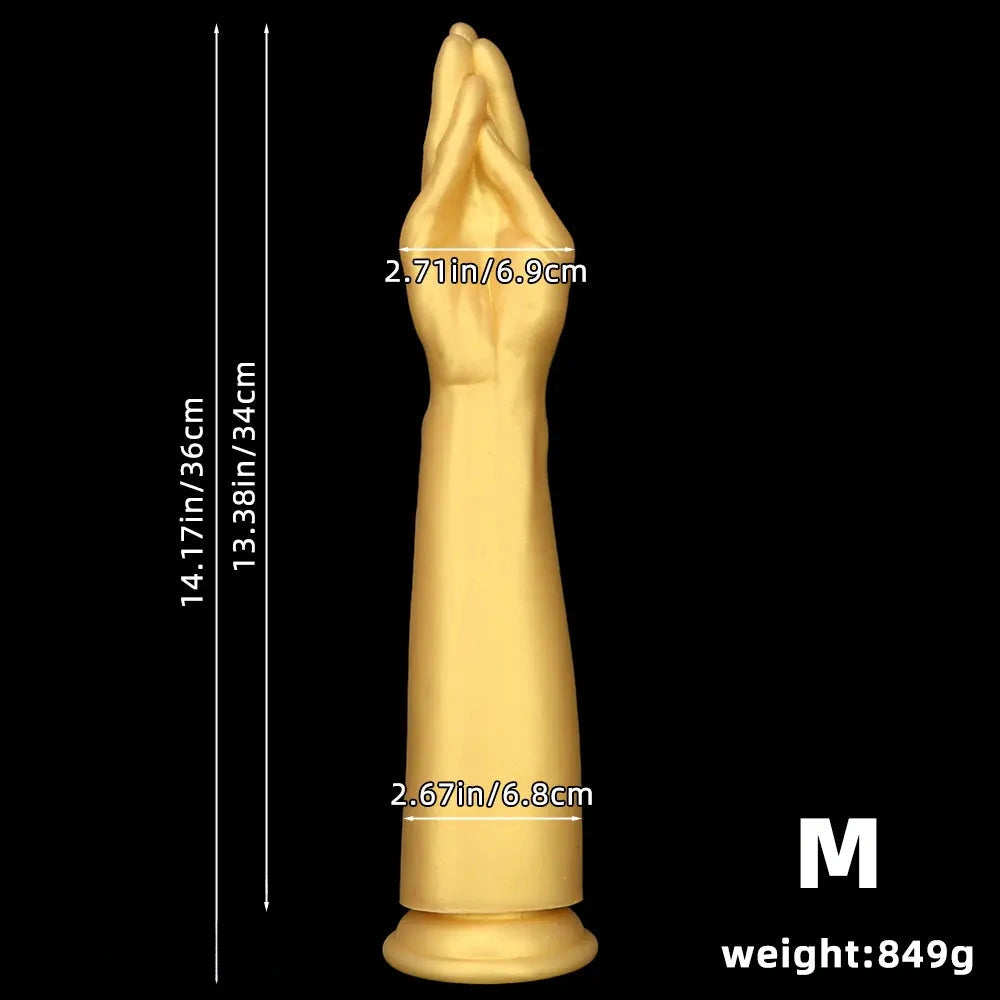 12in 14.17in 16.73in Gold Silicone Fisting Arm Ashes Grade Anal Plug Dildo