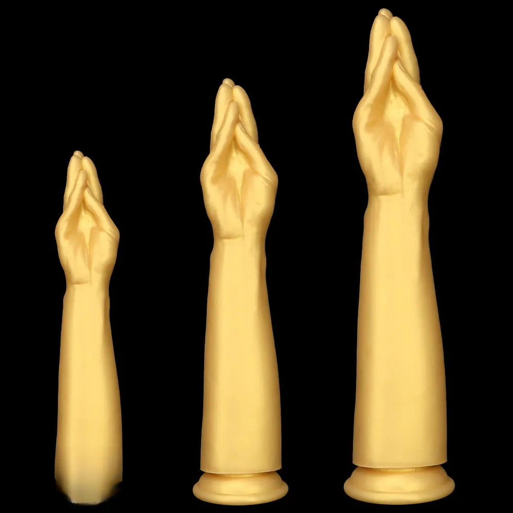 12in 14.17in 16.73in Gold Silicone Fisting Arm Ashes Grade Anal Plug Dildo
