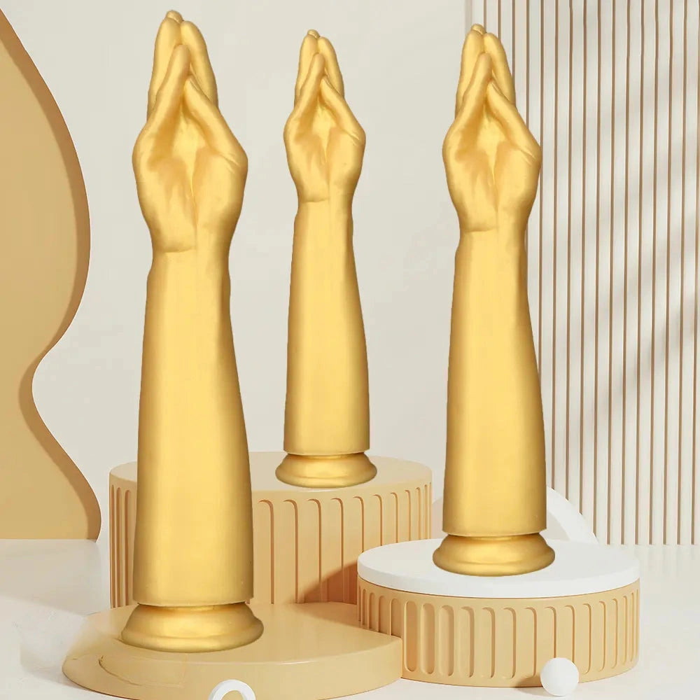 12in 14.17in 16.73in Gold Silicone Fisting Arm Ashes Grade Anal Plug Dildo