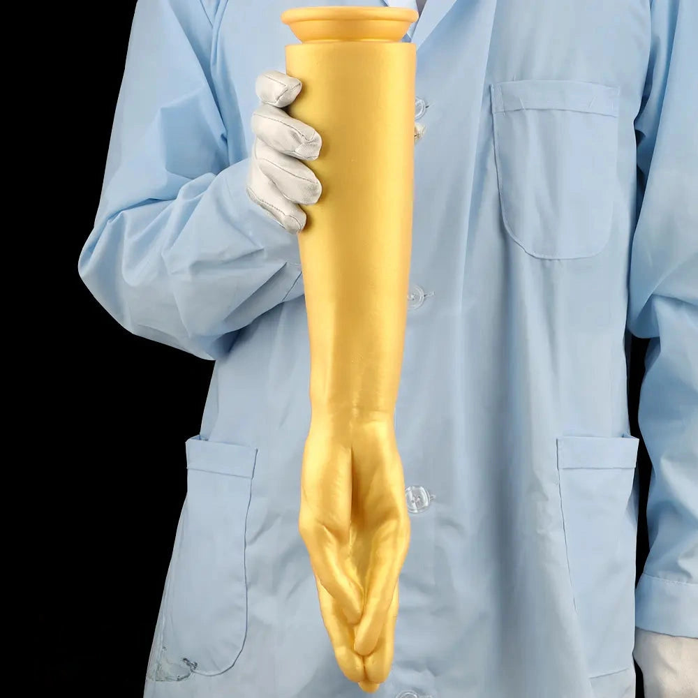 12in 14.17in 16.73in Gold Silicone Fisting Arm Ashes Grade Anal Plug Dildo