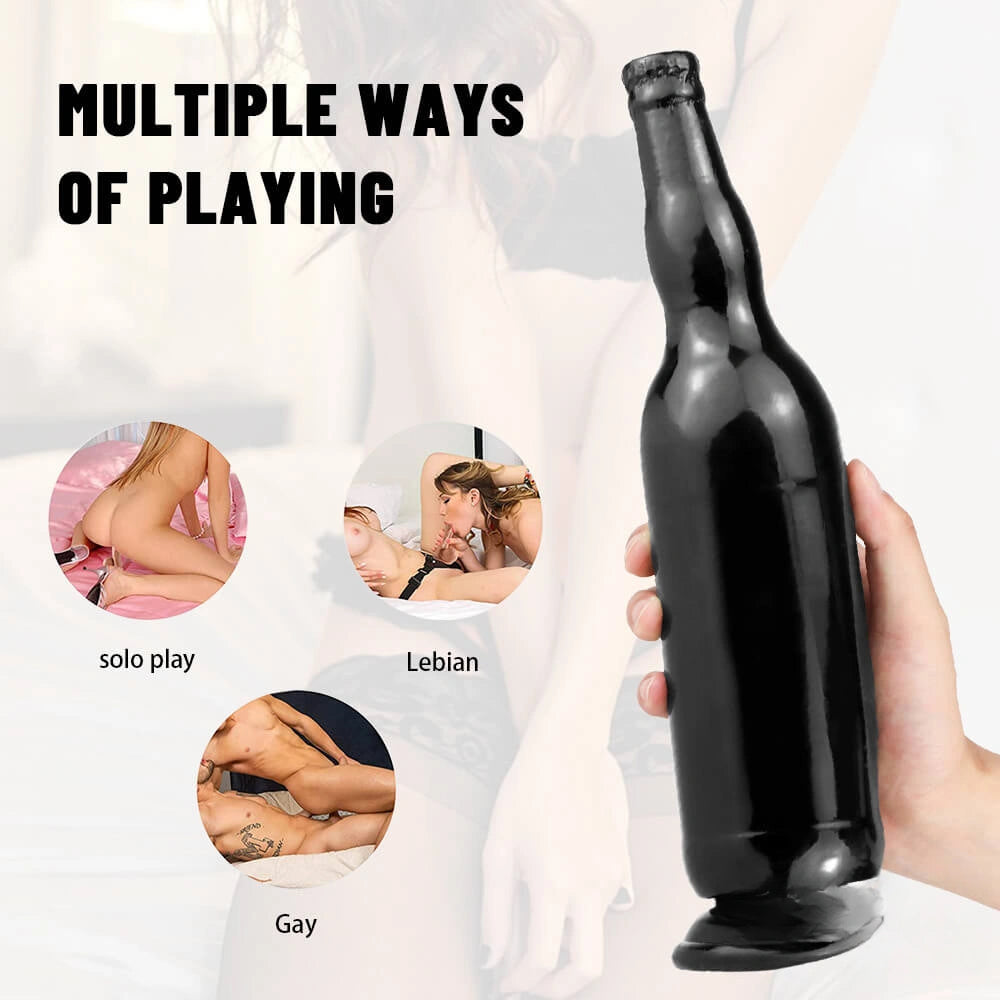 12in Beer Bottle Realistic Dildo Crystal See Through Dildo Sex Toy