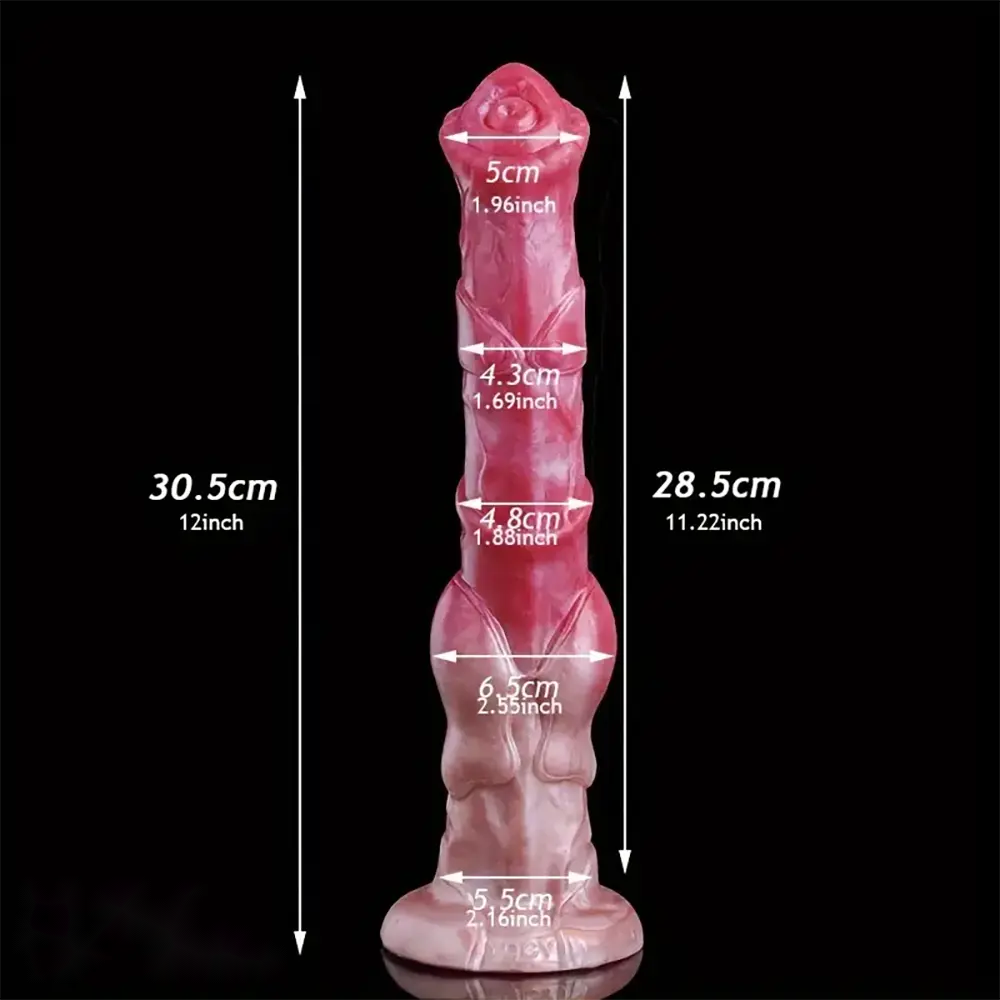 12in Big Animal Horse Cock knot Soft Silicone Anal Clit Strap on Dildo