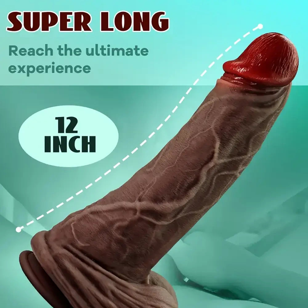 12in Flexible Thick Dong Lifelike Silicone Soft Dual Density Big Dildo