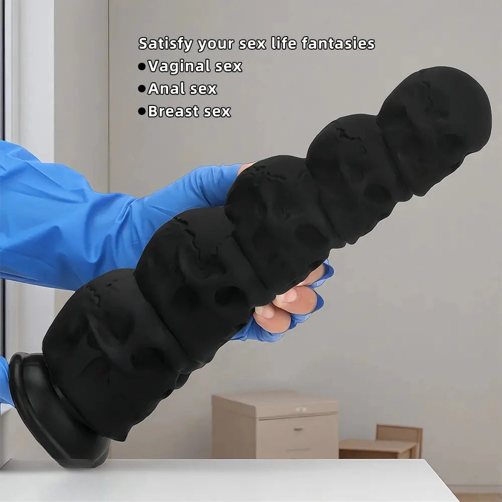 12in Silicone Skull Giant Penis Thick Huge Anal Plug Dildo For Fist Sex