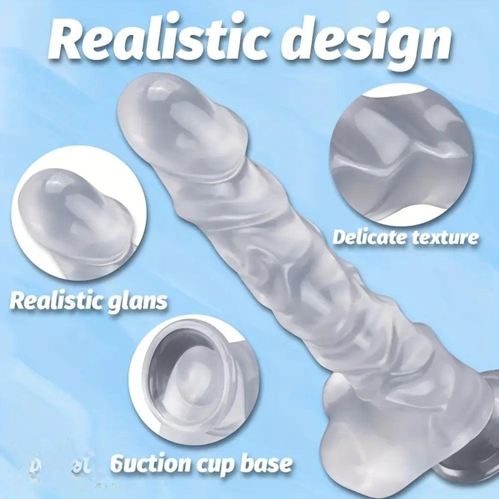 13.18in Realistic Soft Crystal Jelly Penis Trainer Transparent PVC Big Dildo