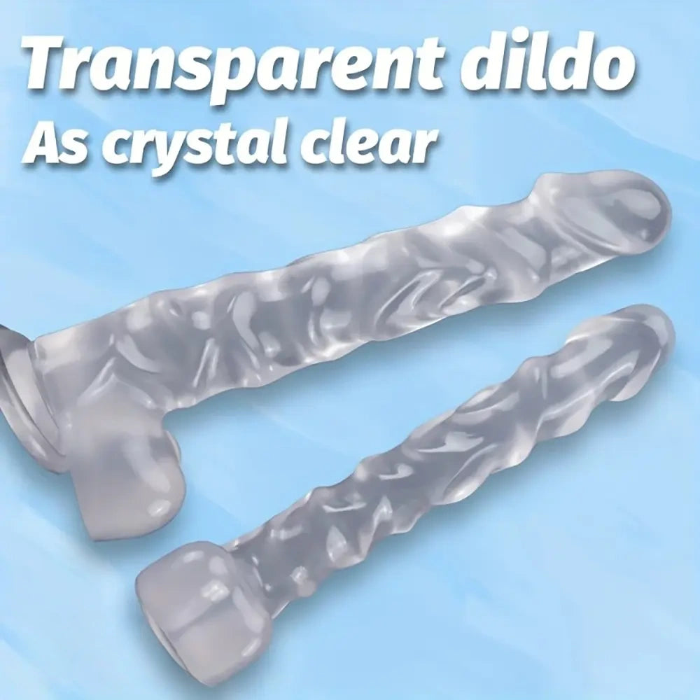 13.18in Realistic Soft Crystal Jelly Penis Trainer Transparent PVC Big Dildo