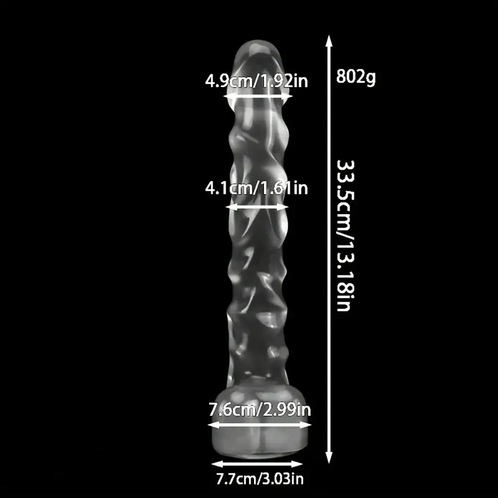 13.18in Realistic Soft Crystal Jelly Penis Trainer Transparent PVC Big Dildo