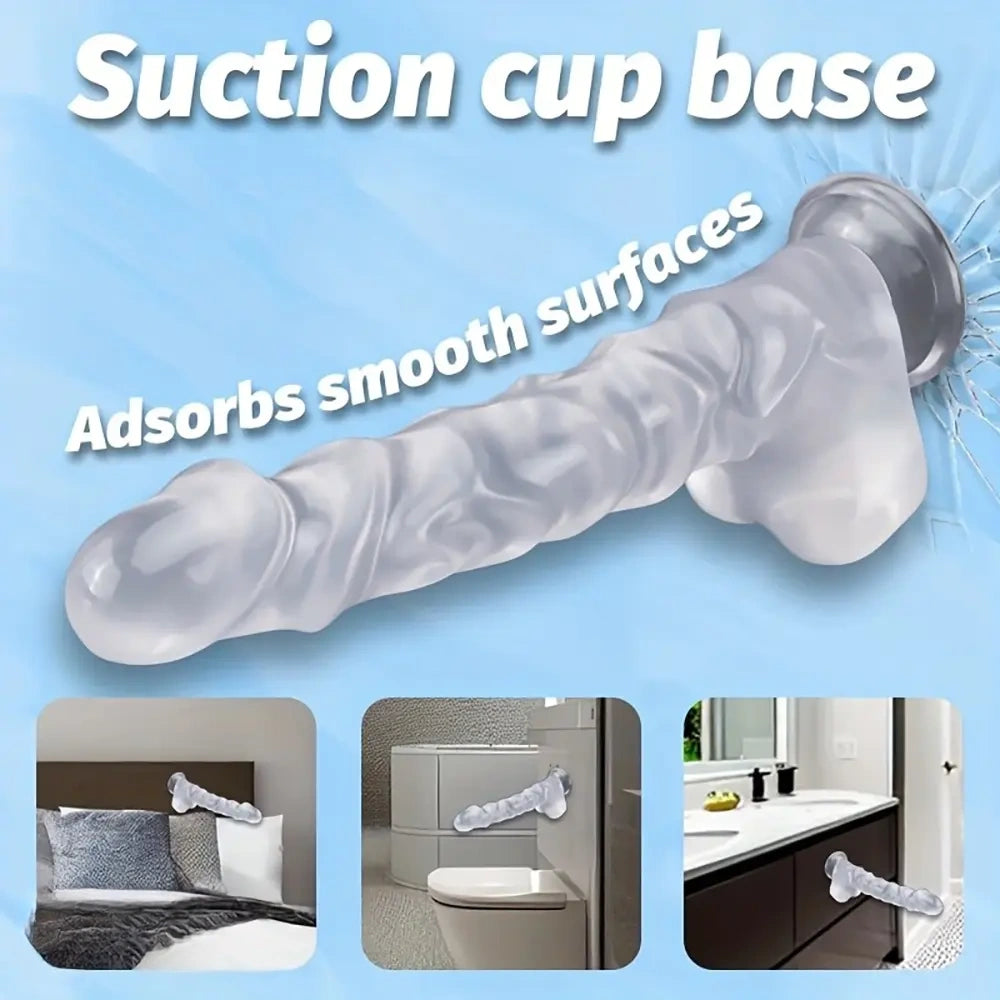 13.18in Realistic Soft Crystal Jelly Penis Trainer Transparent PVC Big Dildo