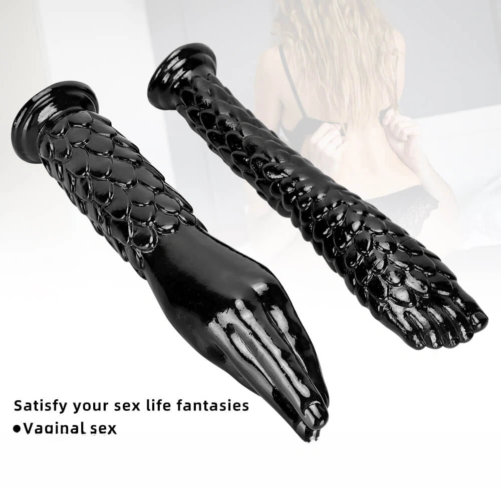 13.38in 13.58in Hands Feet Big Black Thick Dildo Masturbator
