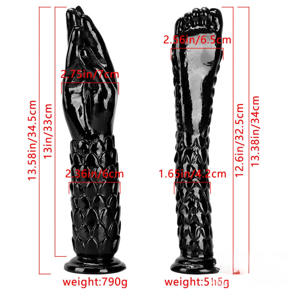 13.38in 13.58in Hands Feet Big Black Thick Dildo Masturbator