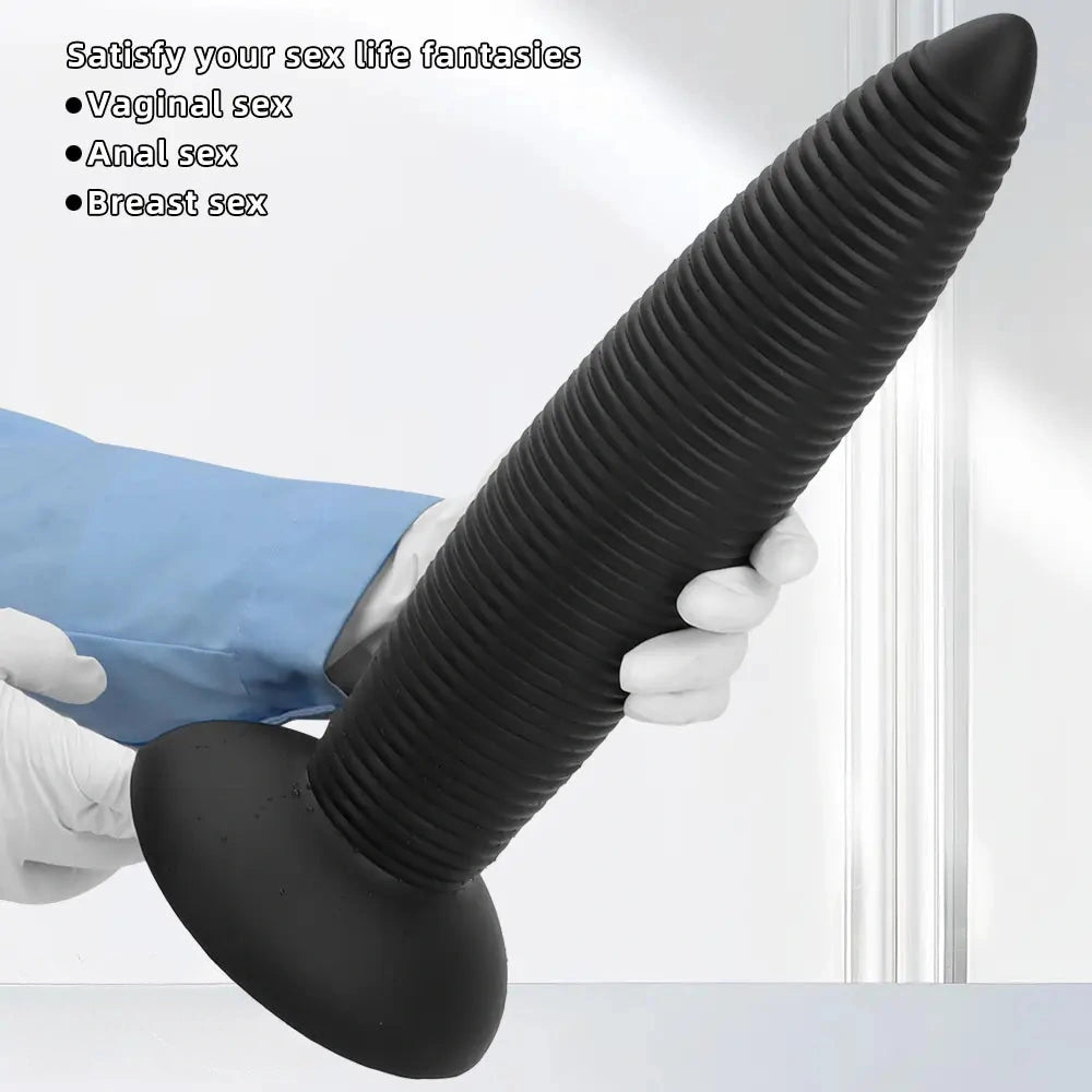 13.38in 14.96in Pointed Large Long Threaded Anal Plug Dildo For Fisting