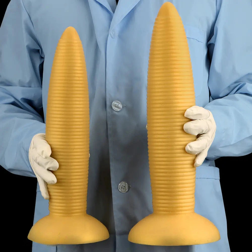 13.38in 14.96in Pointed Large Long Threaded Anal Plug Dildo For Fisting