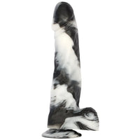 13.38in Black White Mixed Color PVC Extra Huge Long Thick Women Dildo