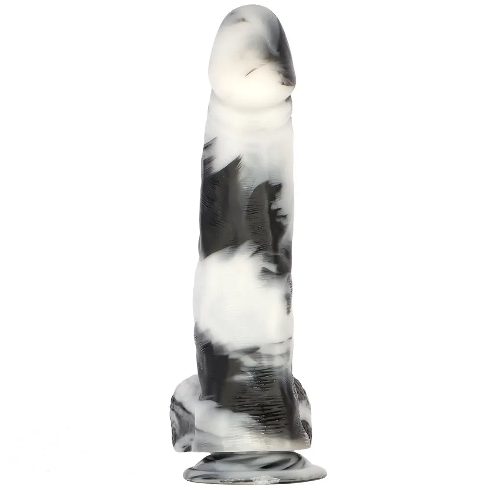 13.38in Black White Mixed Color PVC Extra Huge Long Thick Women Dildo