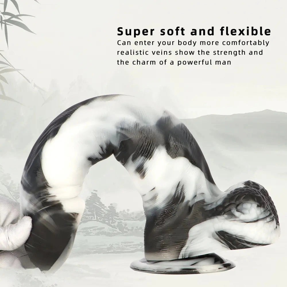13.38in Black White Mixed Color PVC Extra Huge Long Thick Women Dildo