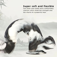 13.38in Black White Mixed Color PVC Extra Huge Long Thick Women Dildo