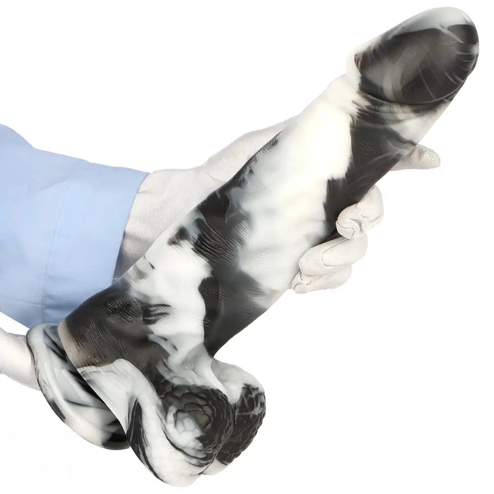 13.38in Black White Mixed Color PVC Extra Huge Long Thick Women Dildo
