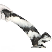 13.38in Black White Mixed Color PVC Extra Huge Long Thick Women Dildo