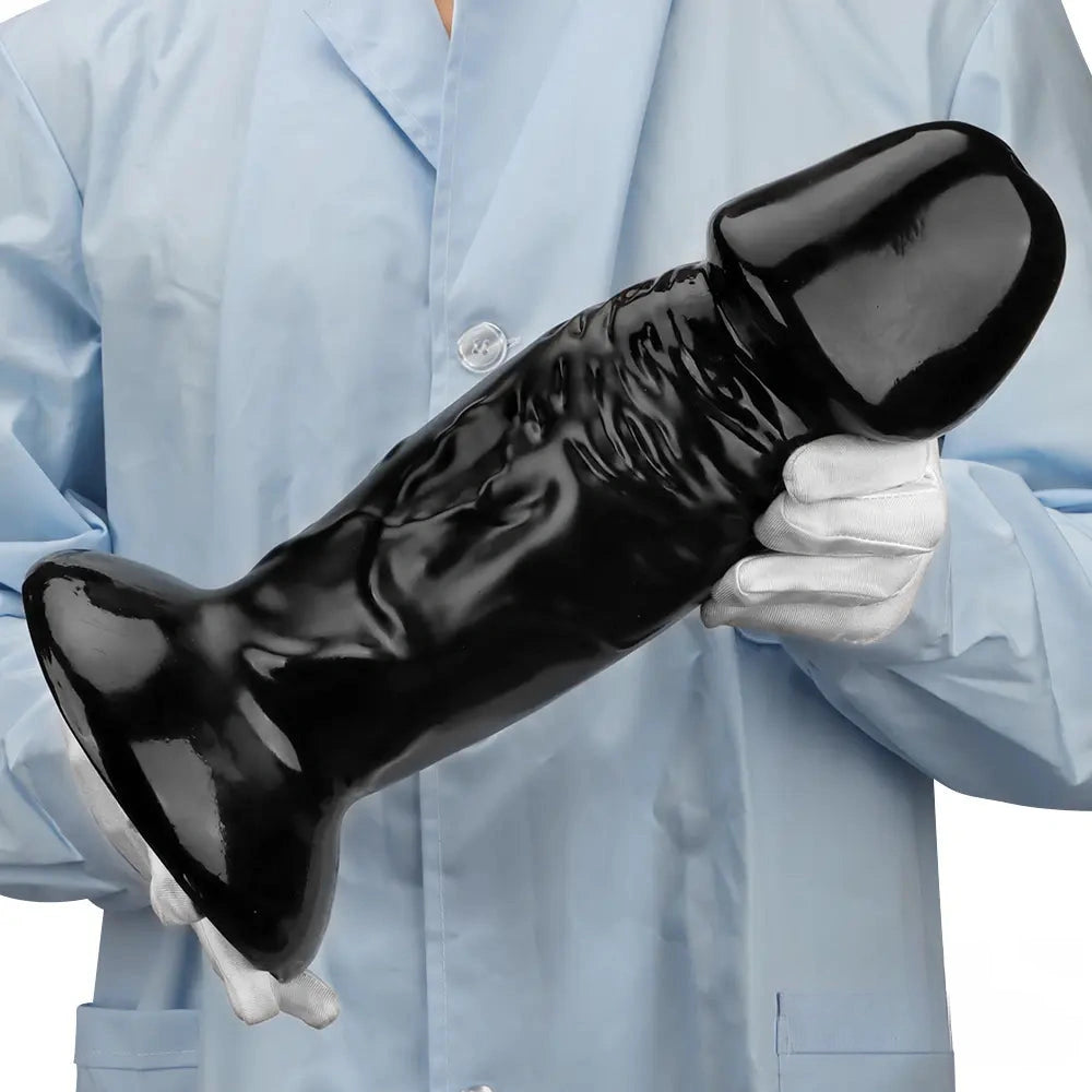 13.38in Real Looking Super Long Big Black Thick Dildo For Anus Vagina Sex