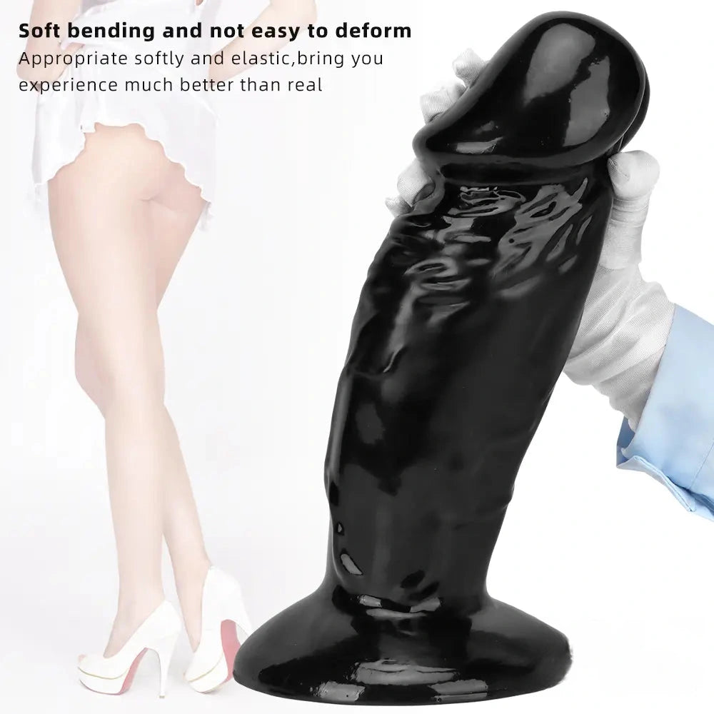 13.38in Real Looking Super Long Big Black Thick Dildo For Anus Vagina Sex