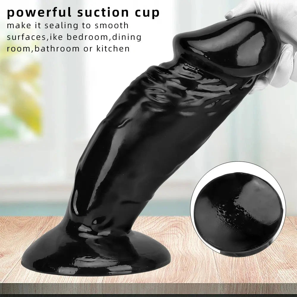 13.38in Real Looking Super Long Big Black Thick Dildo For Anus Vagina Sex