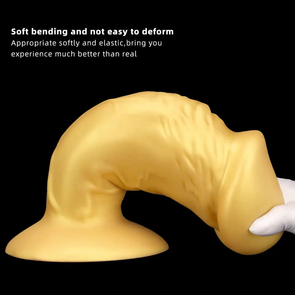 13.38in Super Long Big Silicone Soft Gold Dildo With Suction Cup