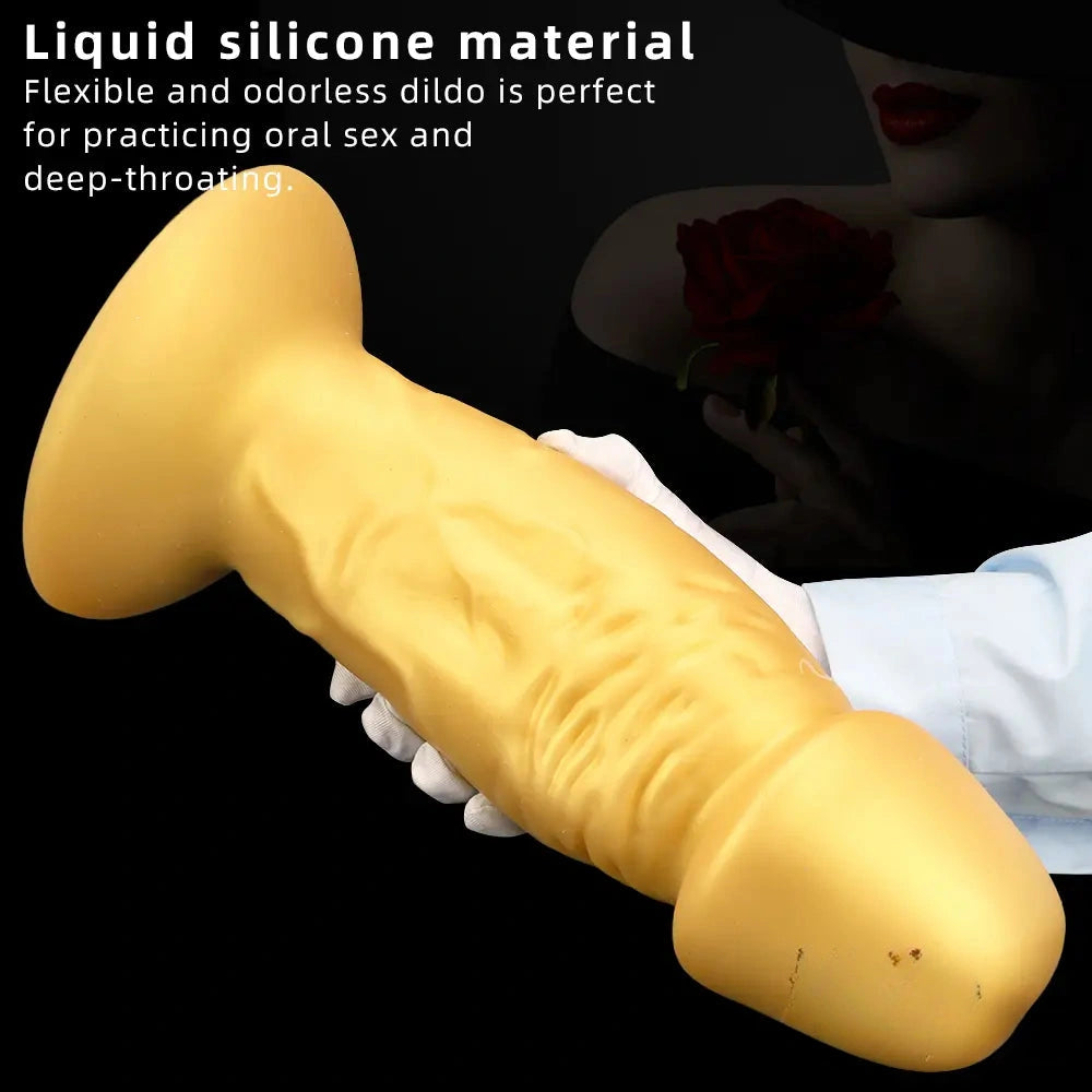 13.38in Super Long Big Silicone Soft Gold Dildo With Suction Cup