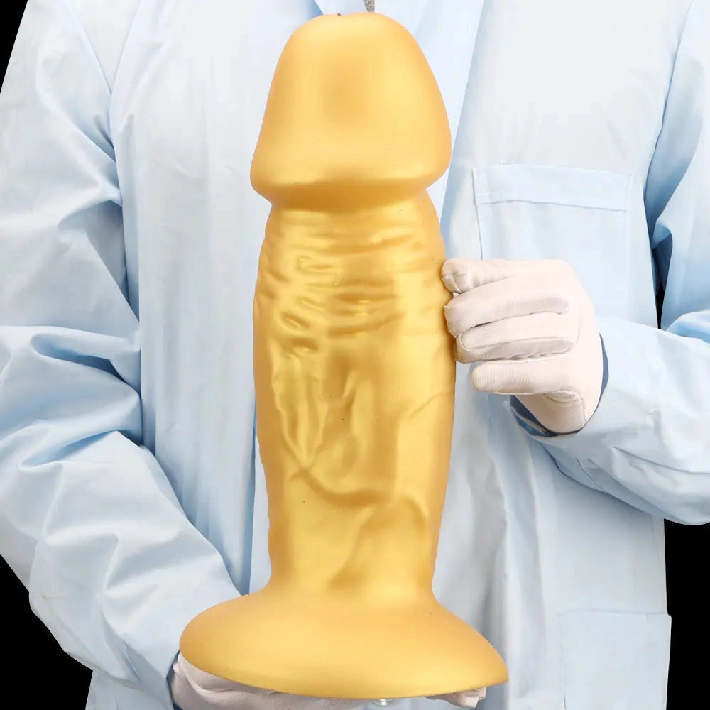 13.38in Super Long Big Silicone Soft Gold Dildo With Suction Cup