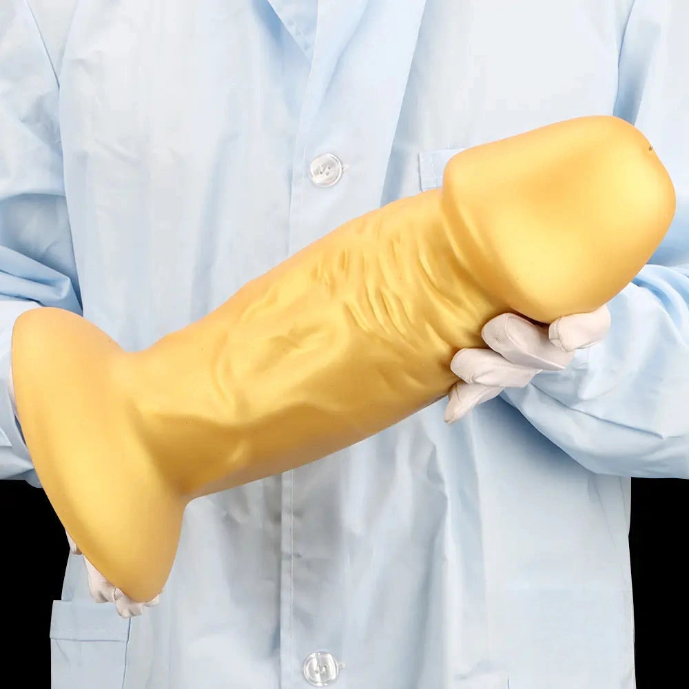 13.38in Super Long Big Silicone Soft Gold Dildo With Suction Cup